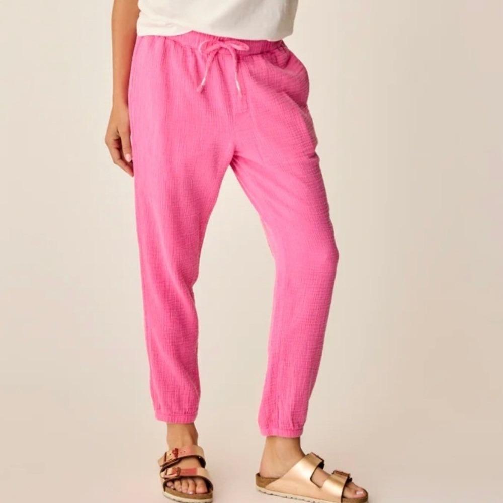 Carve Designs Womens Calista Gauze Pink Drawstring Jogger Pants L Large NWOT